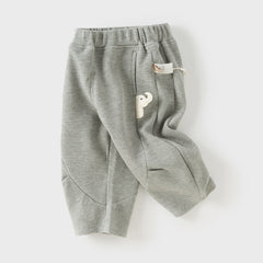 Dave&Bella Toddler Boys Autumn Light Grey Cotton Comfort Loose Outdoor Casual Pants