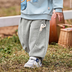 Dave&Bella Toddler Boys Autumn Light Grey Cotton Comfort Loose Outdoor Casual Pants