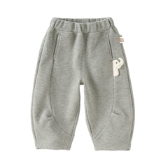 Dave&Bella Toddler Boys Autumn Light Grey Cotton Comfort Loose Outdoor Casual Pants