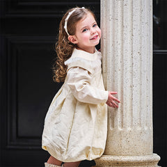 Dave&Bella Toddler Girls Autumn Cream Yellow Sleeveless Pinafore Dress