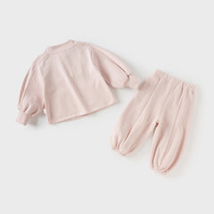 Dave&Bella Toddler Girls Autumn Pink Sweet Cozy Sweatshirts Long Pants Suits Set