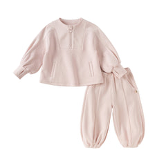 Dave&Bella Toddler Girls Autumn Pink Sweet Cozy Sweatshirts Long Pants Suits Set