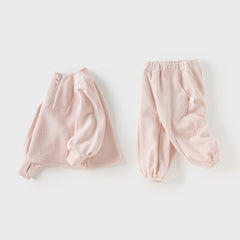Dave&Bella Toddler Girls Autumn Pink Sweet Cozy Sweatshirts Long Pants Suits Set