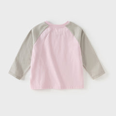 Dave&Bella Toddler Girls Autumn Purple Pink Rabbit Print Cotton Playful T-Shirts Tops