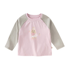 Dave&Bella Toddler Girls Autumn Purple Pink Rabbit Print Cotton Playful T-Shirts Tops