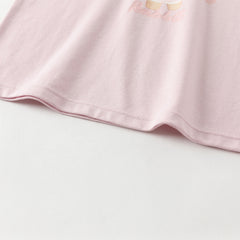 Dave&Bella Toddler Girls Autumn Purple Pink Rabbit Print Cotton Playful T-Shirts Tops