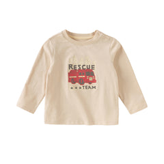 Dave&Bella Boys Toddler Cotton Car Print Apricot Casual T-shirt Tops