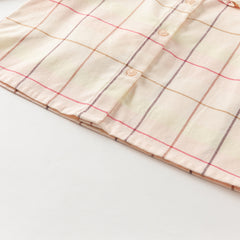 Dave&Bella Girls Autumn Cotton Sweet Plaid Doll Collar Shirt Top