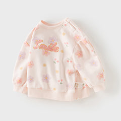 Dave&Bella Girls Autumn Toddler Sweet Pink Floral Sweatshirts Tops