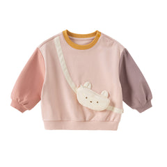 Dave&Bella Girls/Boys Autumn Colorblocked Cotton Long Sleeve Sweatshirts Tops