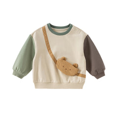 Dave&Bella Girls/Boys Autumn Colorblocked Cotton Long Sleeve Sweatshirts Tops