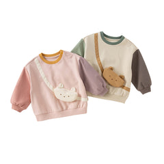 Dave&Bella Girls/Boys Autumn Colorblocked Cotton Long Sleeve Sweatshirts Tops