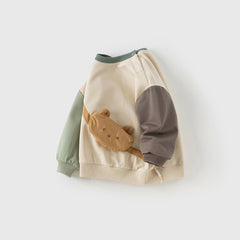 Dave&Bella Girls/Boys Autumn Colorblocked Cotton Long Sleeve Sweatshirts Tops