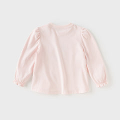 Dave&Bella Toddler Girls Autumn Pink Puppy Print Cotton T-shirts Tops