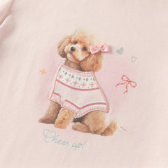 Dave&Bella Toddler Girls Autumn Pink Puppy Print Cotton T-shirts Tops