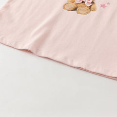 Dave&Bella Girls/Boys Autumn Cotton Grey/Pink Bear Print Breathable T-Shirts Top