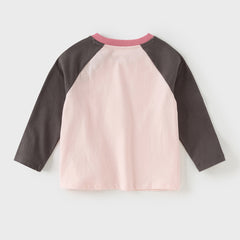 Dave&Bella Girls/Boys Autumn Cotton Grey/Pink Bear Print Breathable T-Shirts Top