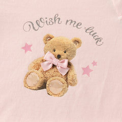 Dave&Bella Girls/Boys Autumn Cotton Grey/Pink Bear Print Breathable T-Shirts Top