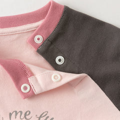 Dave&Bella Girls/Boys Autumn Cotton Grey/Pink Bear Print Breathable T-Shirts Top