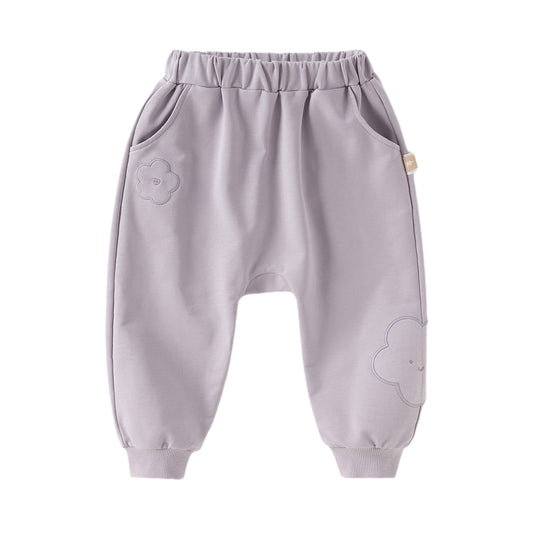 Dave&Bella Toddler Girls Autumn Purple Comfortable Stylish Cotton Drawstring Harem Pants
