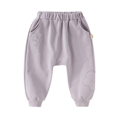 Dave&Bella Toddler Girls Autumn Purple Comfortable Stylish Cotton Drawstring Harem Pants