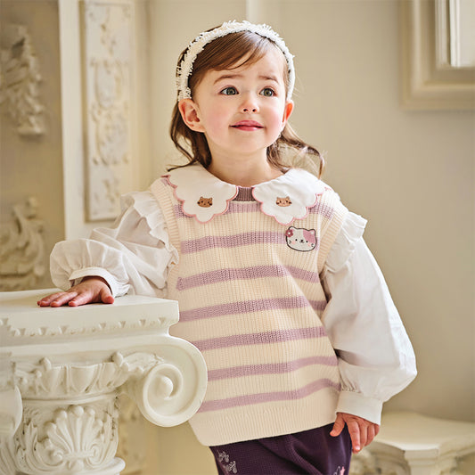 Dave&Bella Toddler Girls Autumn Adorable Purple Striped Vest Tops