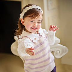 Dave&Bella Toddler Girls Autumn Adorable Purple Striped Vest Tops