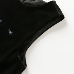 Dave&Bella Toddler Girls Black Top Pinafore Dress Two-Piece Set