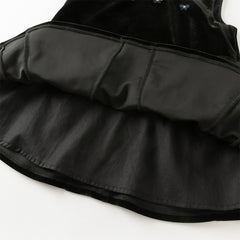 Dave&Bella Toddler Girls Black Top Pinafore Dress Two-Piece Set