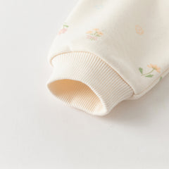 Dave&Bella Girls Toddler Beige Print Hooded Cardigan Jackets