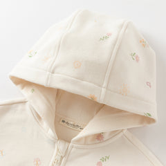 Dave&Bella Girls Toddler Beige Print Hooded Cardigan Jackets