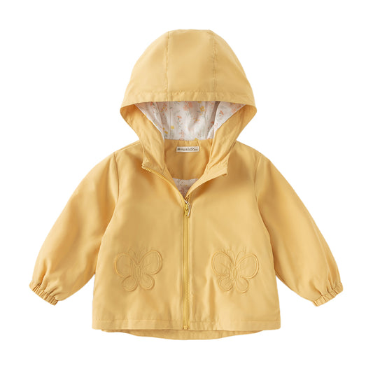 Dave&Bella Toddler Girls Autumn Yellow Outwear Hooded Coat