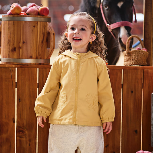Dave&Bella Toddler Girls Autumn Yellow Outwear Hooded Coat