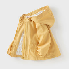 Dave&Bella Toddler Girls Yellow Outwear Hooded Coat