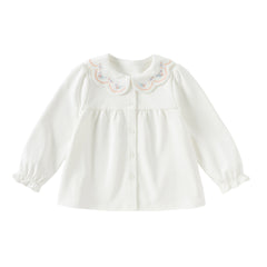 Dave&Bella Girls Toddler Cotton Casual Neckline Embroidered T-Shirts