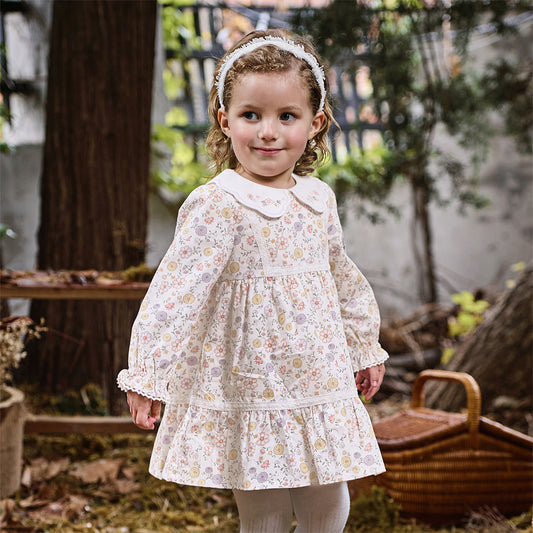 Dave&Bella Girls Autumn Sweet Cotton Floral Print Party Dress