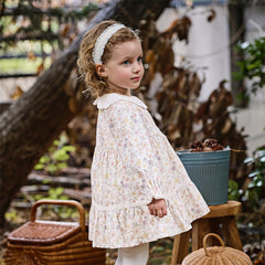 Dave&Bella Girls Autumn Sweet Cotton Floral Print Party Dress