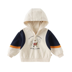 Dave&Bella Toddler Boys Autumn Beige Hooded Sweatshirts Tops
