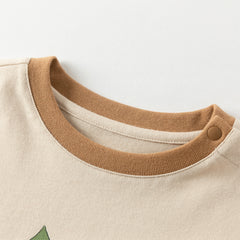 Dave&Bella Boys Autumn Soft Cotton Apricot Striped Tree Print T-shirt Top