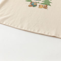 Dave&Bella Boys Autumn Soft Cotton Apricot Striped Tree Print T-shirt Top