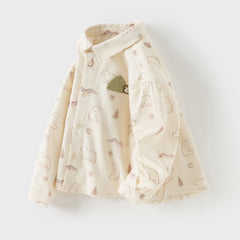 Dave&Bella Boys Autumn Cotton Apricot Print Shirt Top