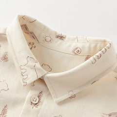 Dave&Bella Boys Autumn Cotton Apricot Print Shirt Top