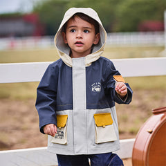 Dave&Bella Boys Autumn Navy Blue Windproof Hooded Coat Jacket