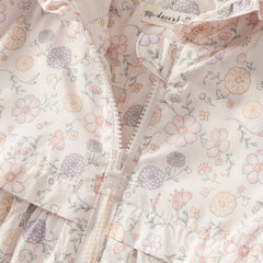 Dave&Bella Girls Autumn Floral Print Cute Hooded Jacket Coat