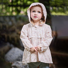 Dave&Bella Girls Autumn Floral Print Cute Hooded Jacket Coat