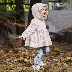 Dave&Bella Girls Autumn Floral Print Cute Hooded Jacket Coat