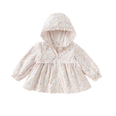 Dave&Bella Girls Autumn Floral Print Cute Hooded Jacket Coat