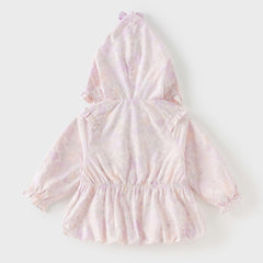 Dave&Bella Girls Autumn Floral Print Long Sleeve Hooded Coat