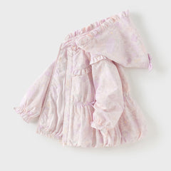 Dave&Bella Girls Autumn Floral Print Long Sleeve Hooded Coat