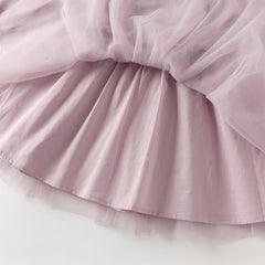 Dave&Bella Toddler Girls Autumn Noble Purple Embroidery Sweater Mesh Princess Dress